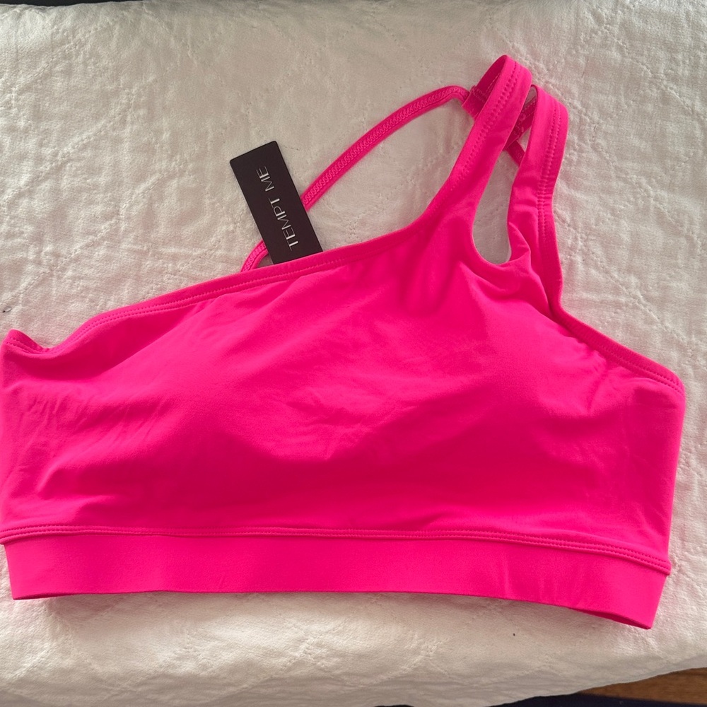 Vibrant Pink Asymmetrical Swim top